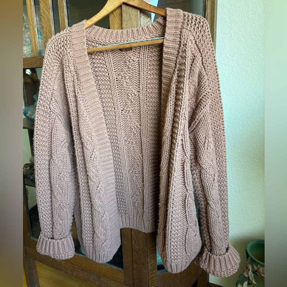 POL brand chunky open front cardigan sweater Camel color size Large